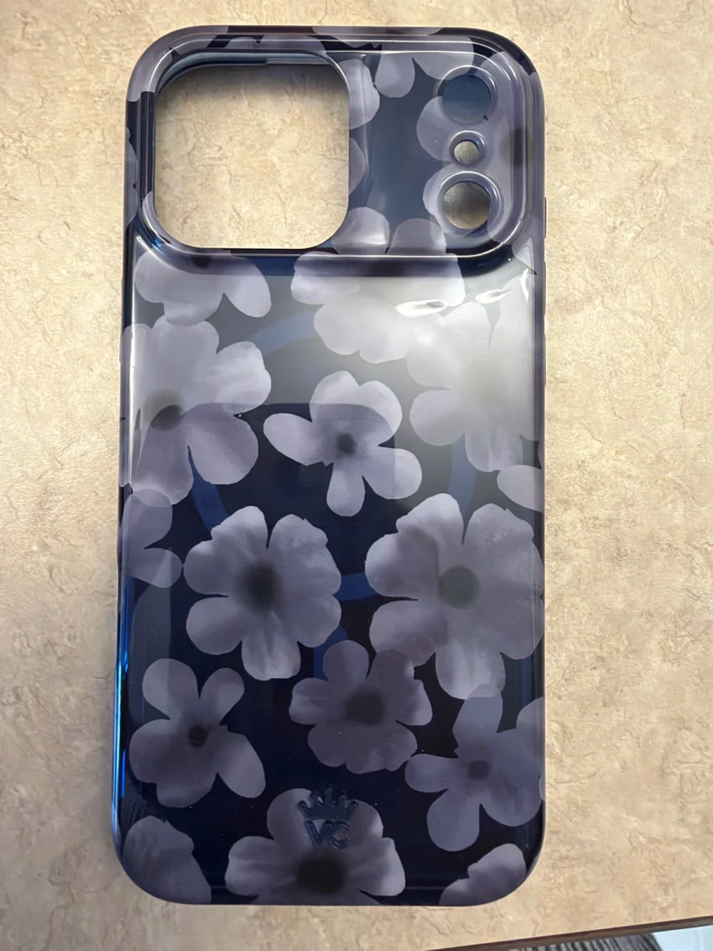 Floral Pattern Navy Blue iPhone 17 Pro Max Case - Protective Design
